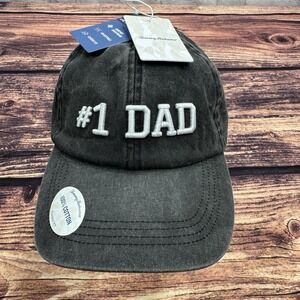 NWT‎ Tommy Bahama Hat Embroidered #1 Dad Adjustable Baseball Cap Heathered Black